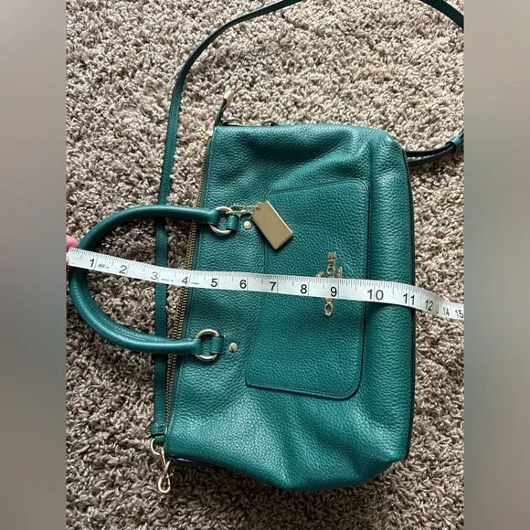 Coach Mini Emma Satchel Purse Handbag / Slim Wallet Set In Rare Jade Green Color - Picture 13 of 16